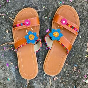 handmade leather slide sandals